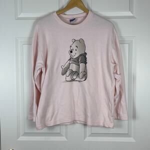 Disney Winnie The Pooh Pink Crew Neck Sweatshirt Vintage Kidcore Women's Large